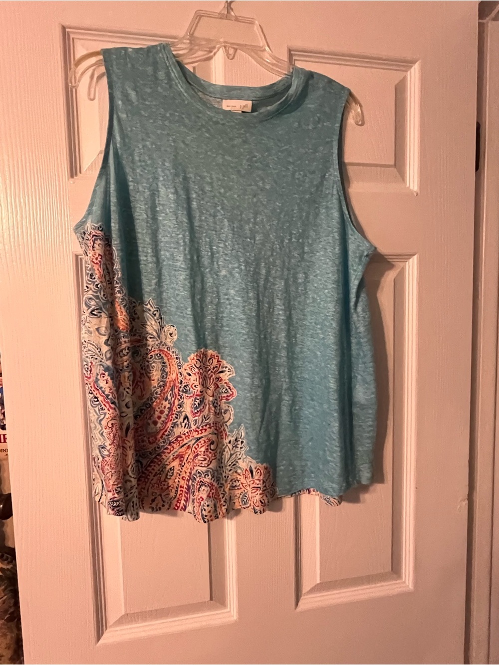 Sleeveless Blue Paisley-Print Women's Tank Top J Jill large